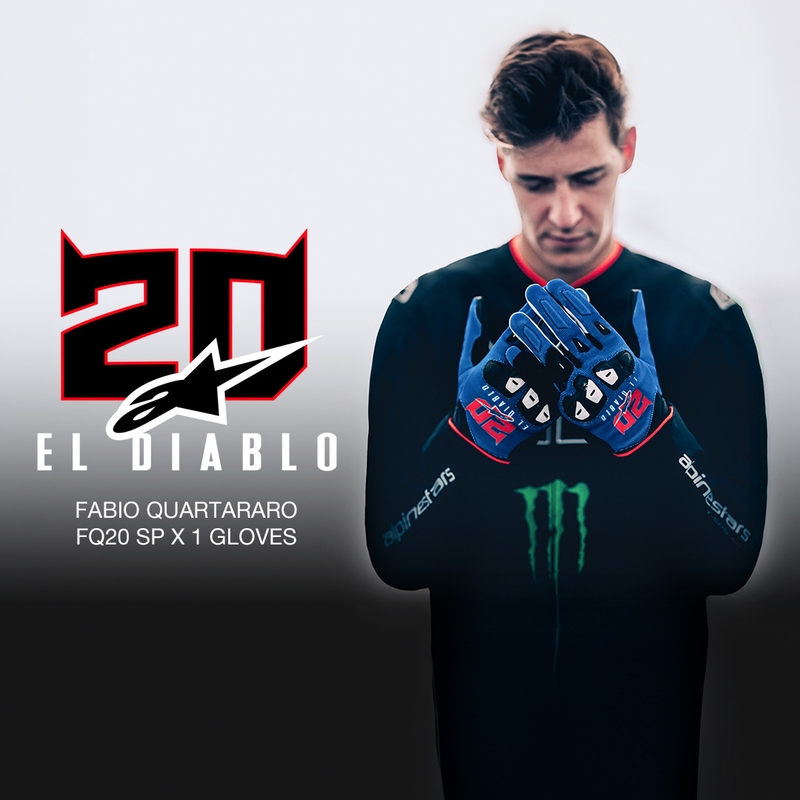Guantes de moto Alpinestars SP X 1 FQ20, colección azul-negro-rojo flúor