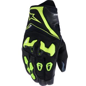 Guantes de moto Alpinestars SP-R PRO, color negro y amarillo flúor.