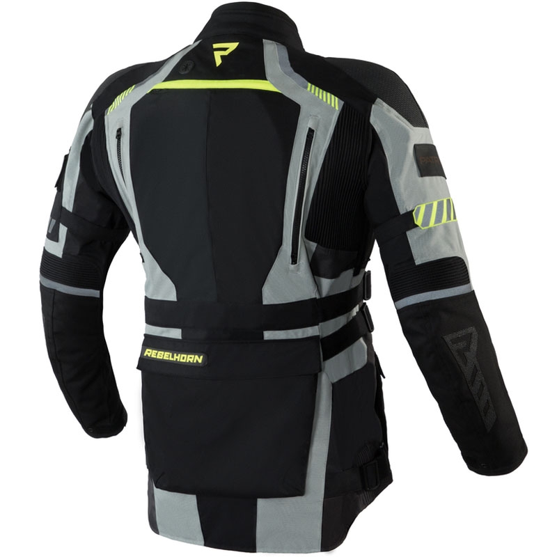 Chaqueta de moto Rebelhorn Patrol gris-negro-amarillo fluo