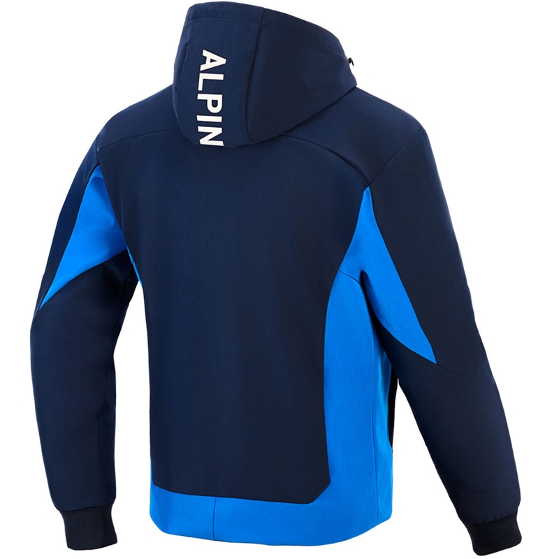 Sudadera con capucha Alpinestars Radium Tech para moto, color azul oscuro.