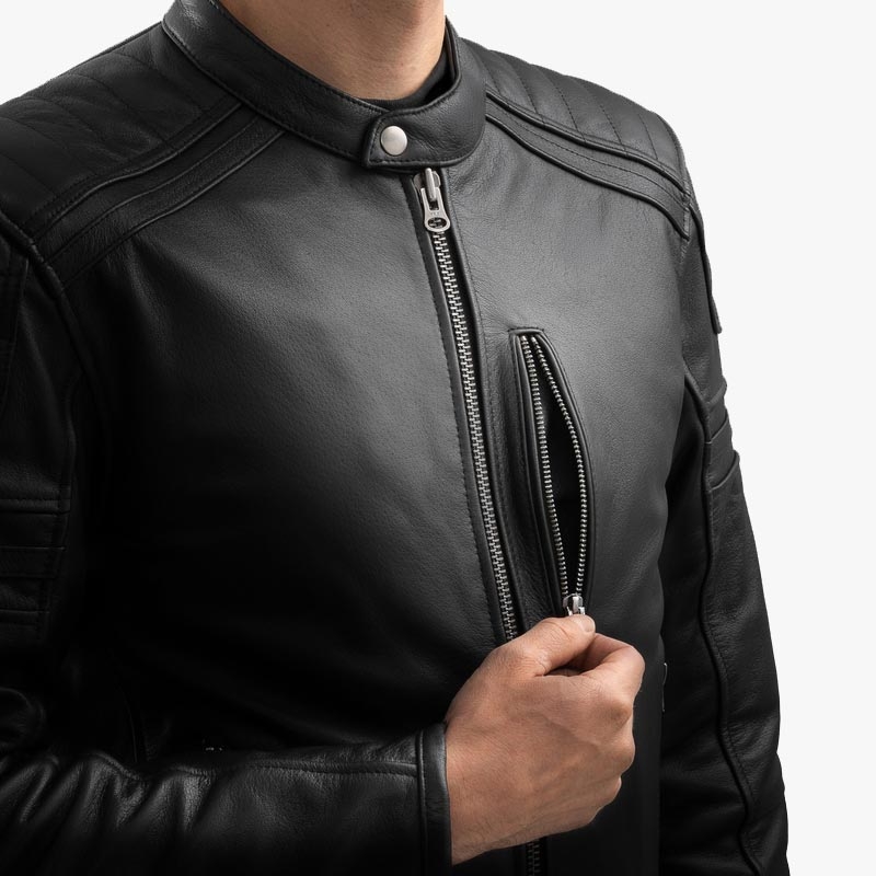 Chaqueta de moto de cuero Ozone Colt negra