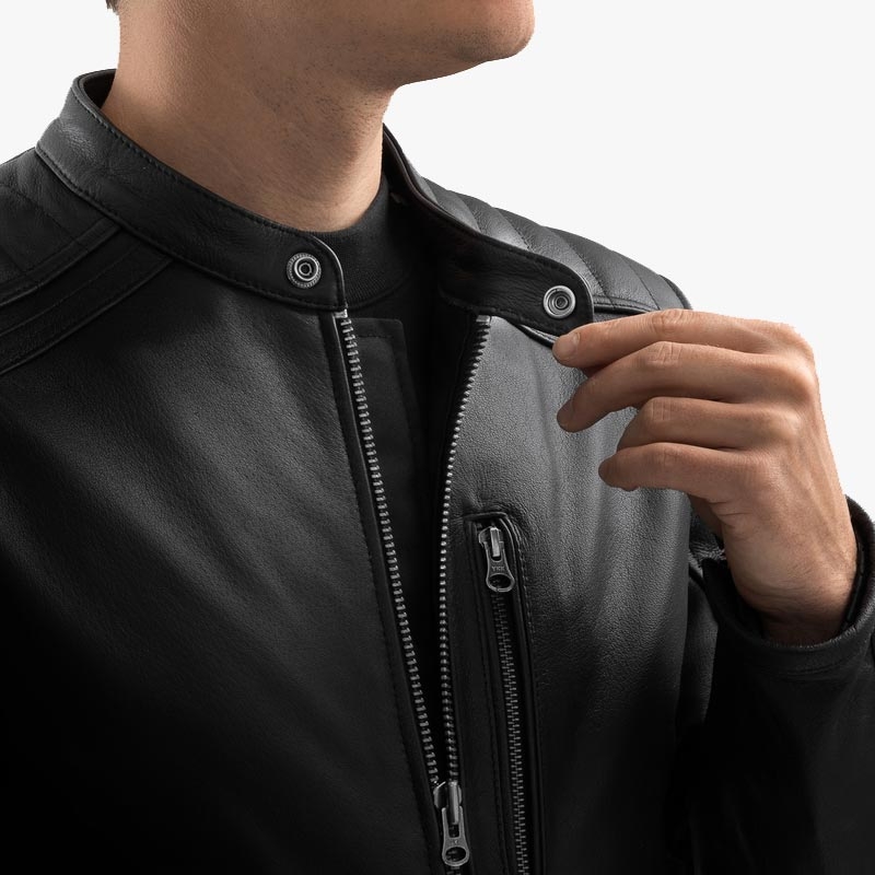 Chaqueta de moto de cuero Ozone Colt negra
