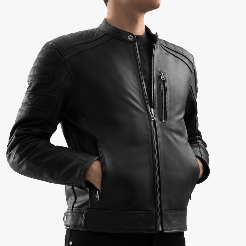 Chaqueta de moto de cuero Ozone Colt negra