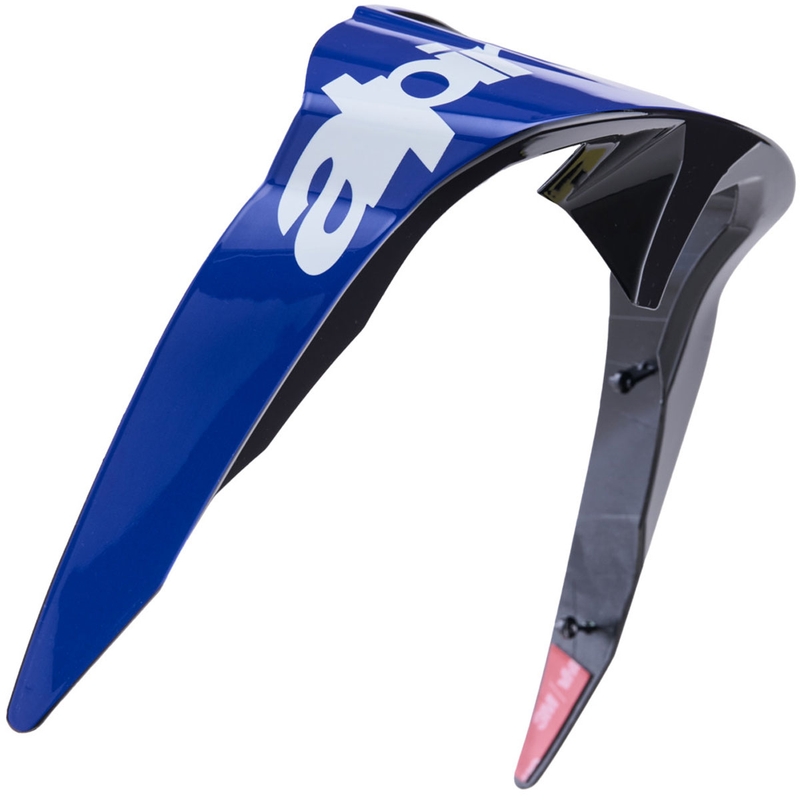 Spoiler aerodinámico para cascos de motocicleta Alpinestars Supertech R10 Arius, perfil estándar, azul, blanco y negro.
