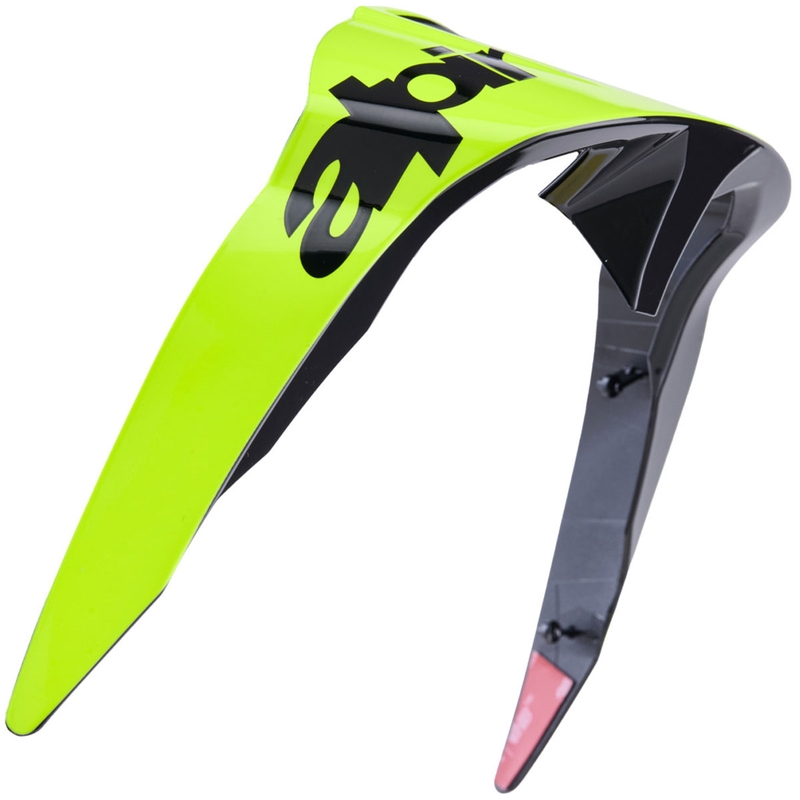 Spoiler aerodinámico para cascos de moto Alpinestars Supertech R10 Arius de perfil estándar, color amarillo flúor-negro.
