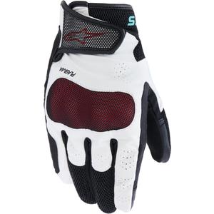 Guantes de moto Alpinestars Stella Mogress Airflow para mujer, color blanco, negro y turquesa.