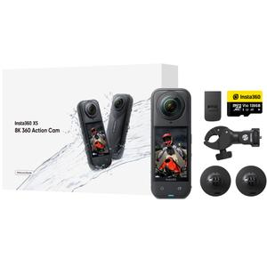 Paquete de motocicleta Insta360 X5 con cámara de acción negra