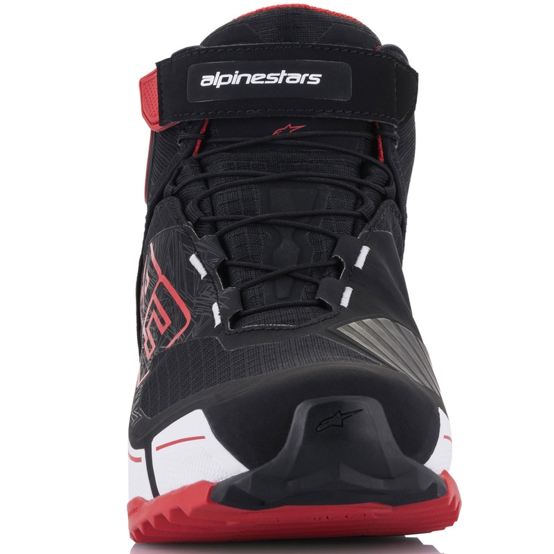 Botas de moto Alpinestars CR-X Drystar MM93, colección en negro, rojo y blanco.