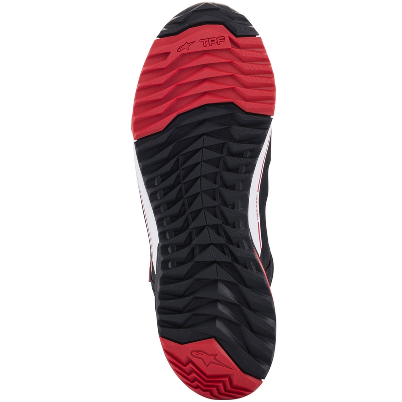 Botas de moto Alpinestars CR-X Drystar MM93, colección en negro, rojo y blanco.
