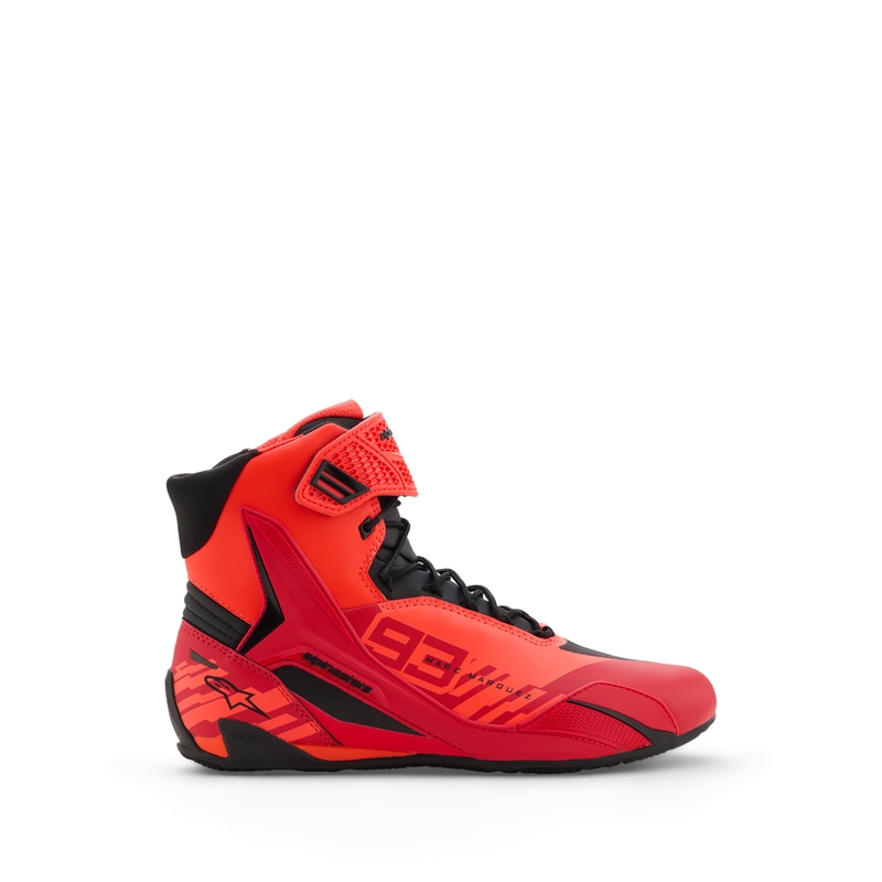 Botas de moto Alpinestars Faster-4 MM93, colección flúor, rojo-rojo-negro
