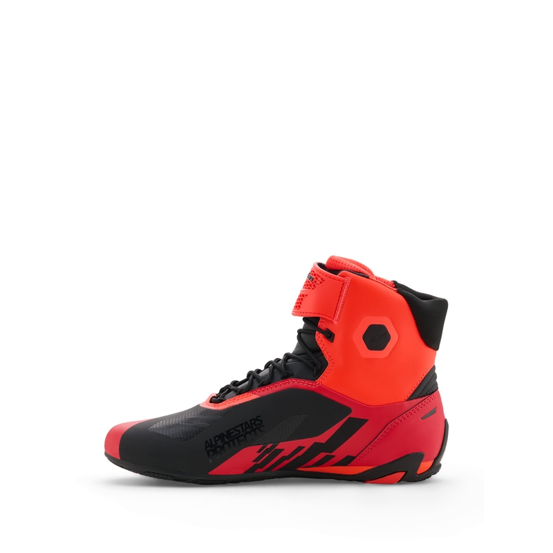 Botas de moto Alpinestars Faster-4 MM93, colección flúor, rojo-rojo-negro