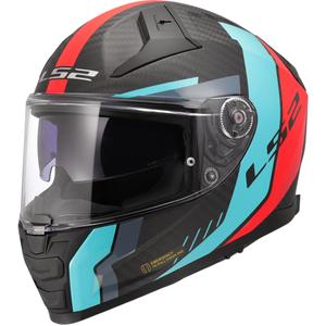 Casco integral de motocicleta LS2 FF811 Vector II C Grid rojo-turquesa - II. calidad