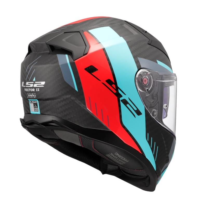 Casco integral de motocicleta LS2 FF811 Vector II C Grid rojo-turquesa - II. calidad
