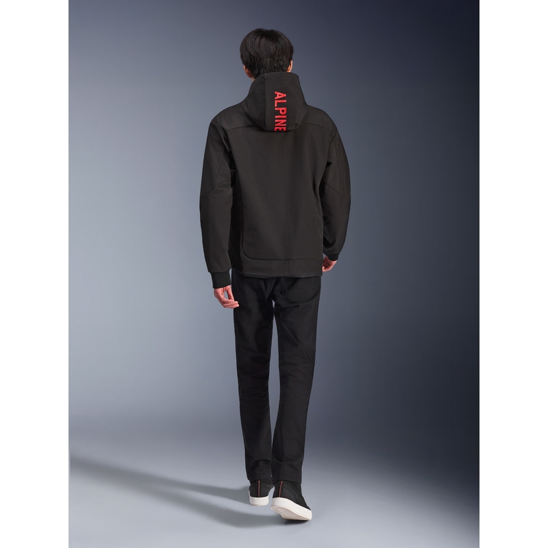 Sudadera de moto Alpinestars RADIUM TECH con capucha, color negro y rojo.