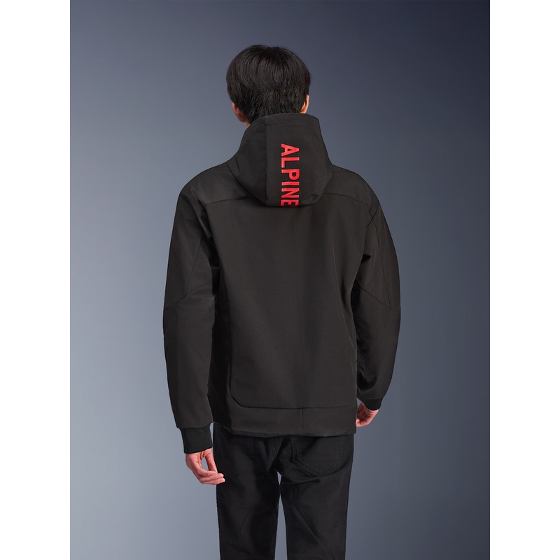 Sudadera de moto Alpinestars RADIUM TECH con capucha, color negro y rojo.