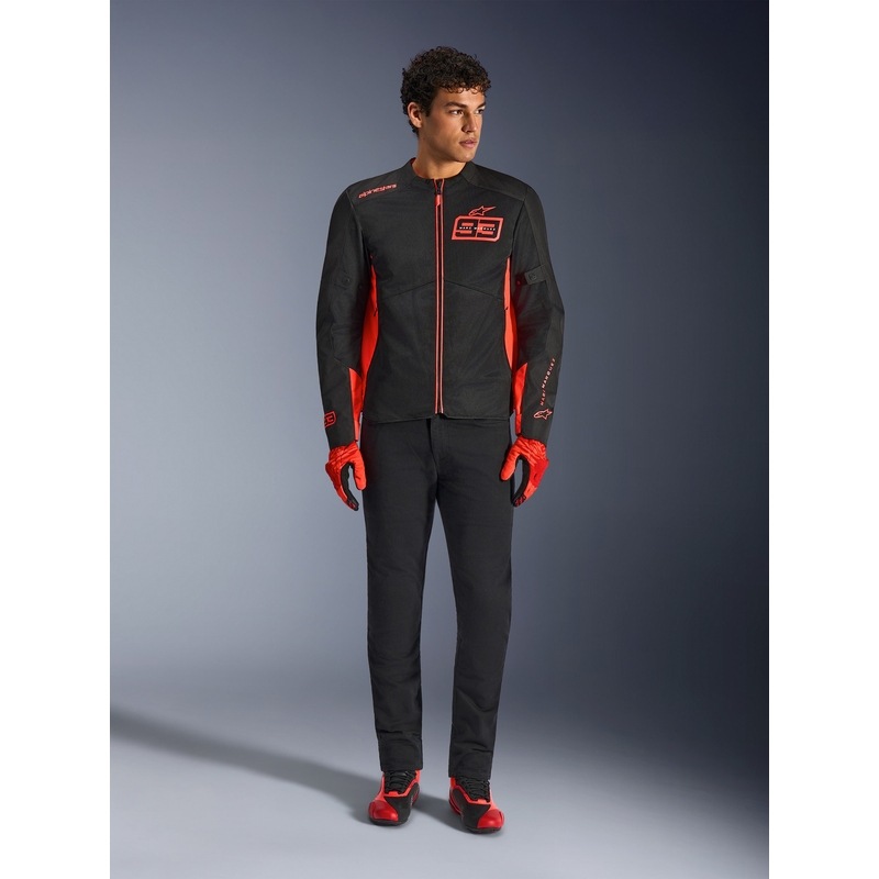 Chaqueta de moto Alpinestars C-1 AIR MM93, colección flúor, rojo-rojo-negro
