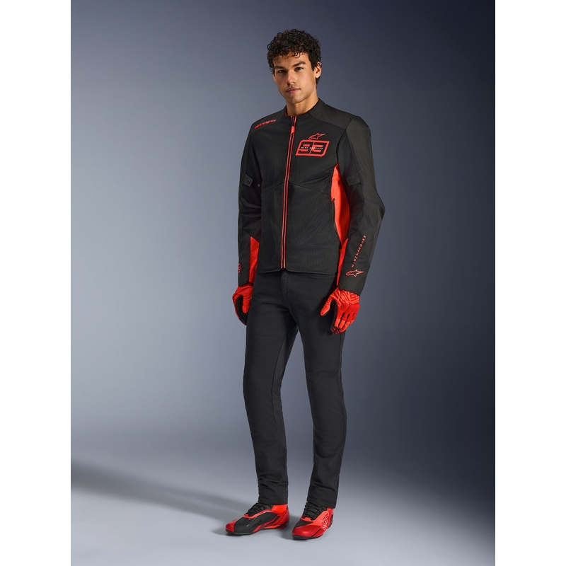 Chaqueta de moto Alpinestars C-1 AIR MM93, colección flúor, rojo-rojo-negro
