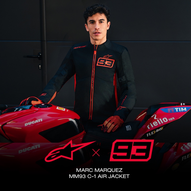 Chaqueta de moto Alpinestars C-1 AIR MM93, colección flúor, rojo-rojo-negro