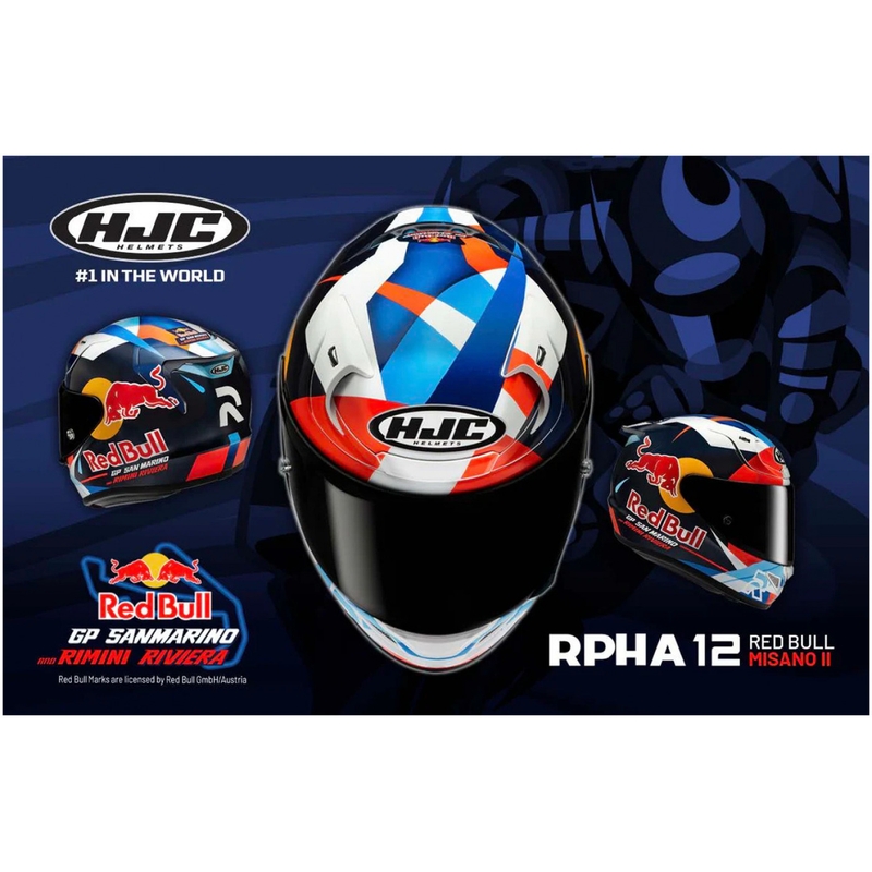Casco integral de moto HJC RPHA 12 Red Bull Misano GP 2 MC21 azul-blanco-rojo