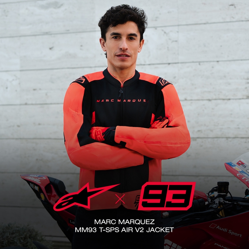 Chaqueta de moto Alpinestars T-SPS Air V2 MM93, colección flúor, rojo-negro