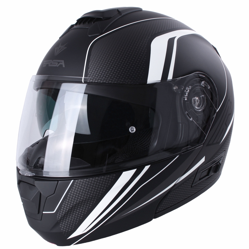 Casco de moto abatible RSA Rival negro-gris-blanco en oferta - segunda calidad liquidación - II. calidad