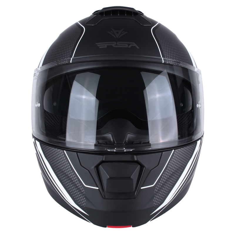 Casco de moto abatible RSA Rival negro-gris-blanco en oferta - segunda calidad liquidación - II. calidad