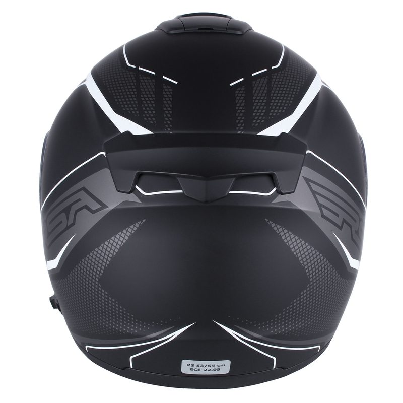 Casco de moto abatible RSA Rival negro-gris-blanco en oferta - segunda calidad liquidación - II. calidad
