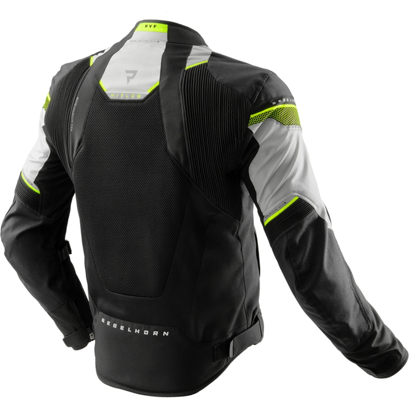 Chaqueta de moto Rebelhorn Hiflow V negro-gris-amarillo flúor - II. calidad