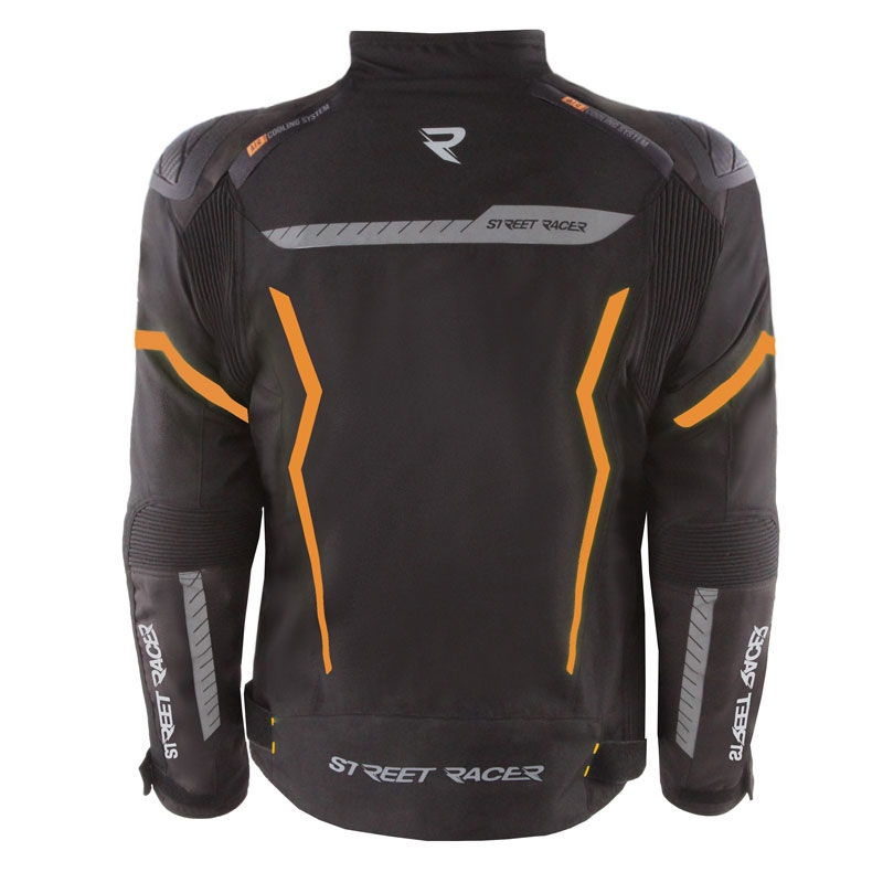 Chaqueta de moto Street Racer Flex EVO negra-naranja - 2.ª calidad - II. calidad