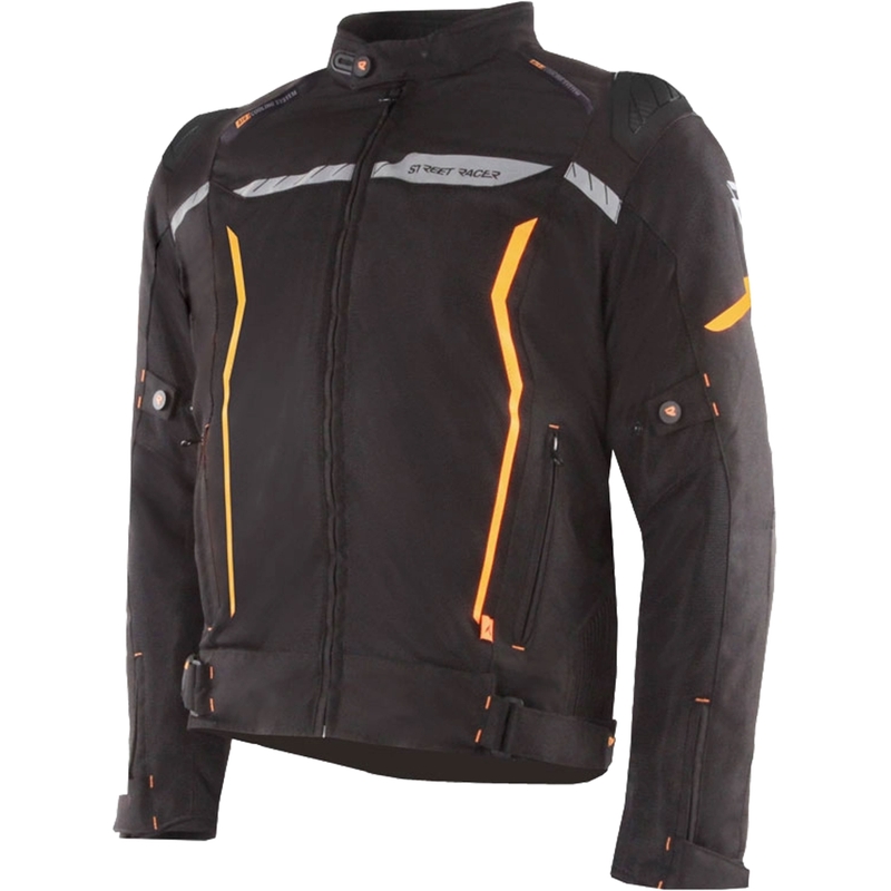 Chaqueta de moto Street Racer Flex EVO negra-naranja - 2.ª calidad - II. calidad
