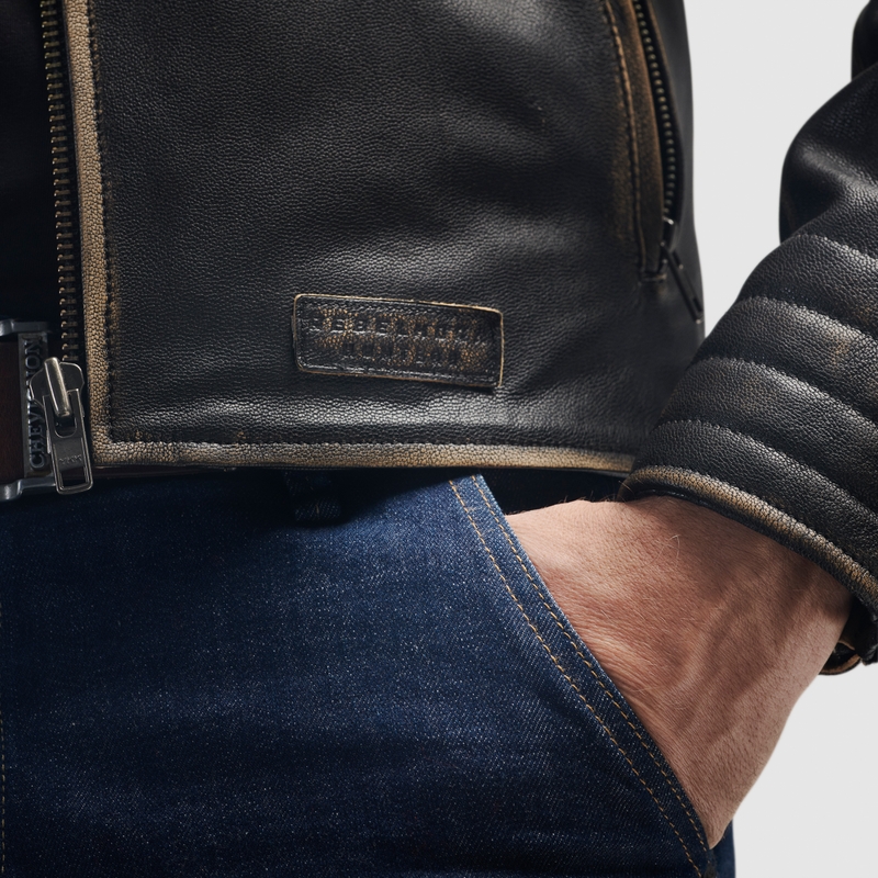 Chaqueta de moto de cuero Rebelhorn Hunter II marrón - 2.ª calidad - II. calidad
