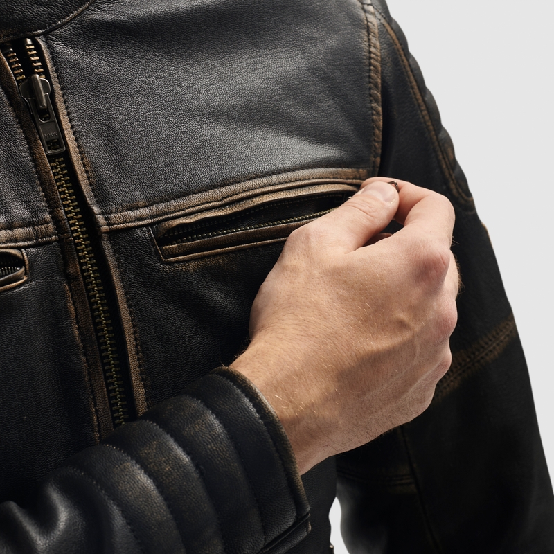 Chaqueta de moto de cuero Rebelhorn Hunter II marrón - 2.ª calidad - II. calidad