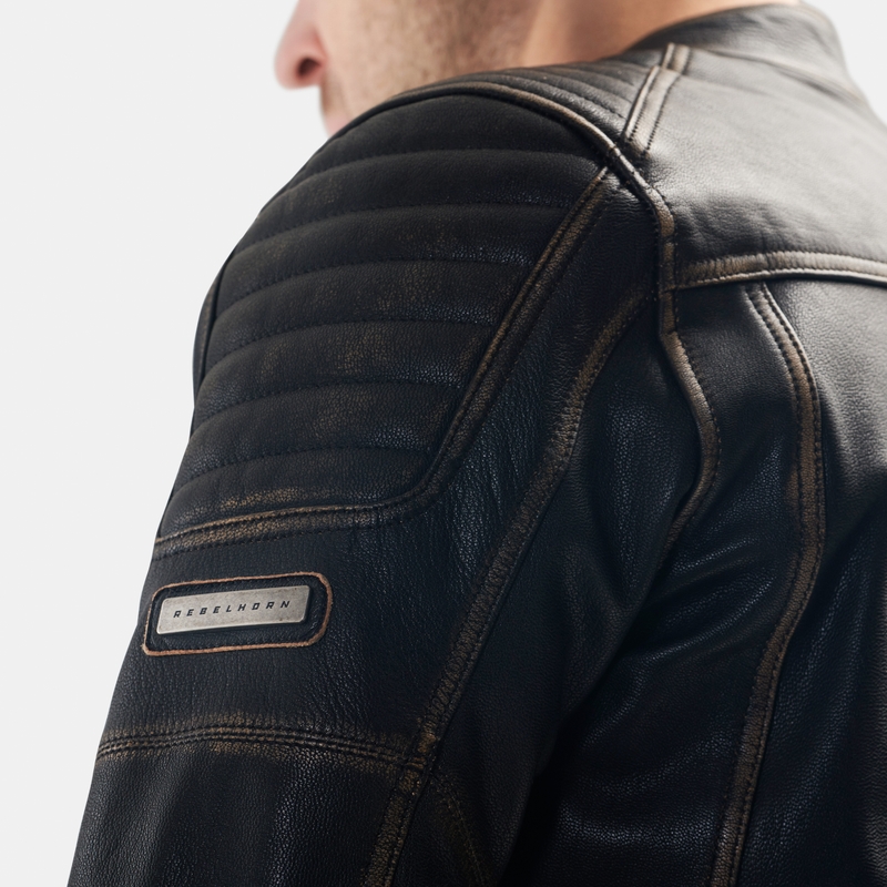 Chaqueta de moto de cuero Rebelhorn Hunter II marrón - 2.ª calidad - II. calidad