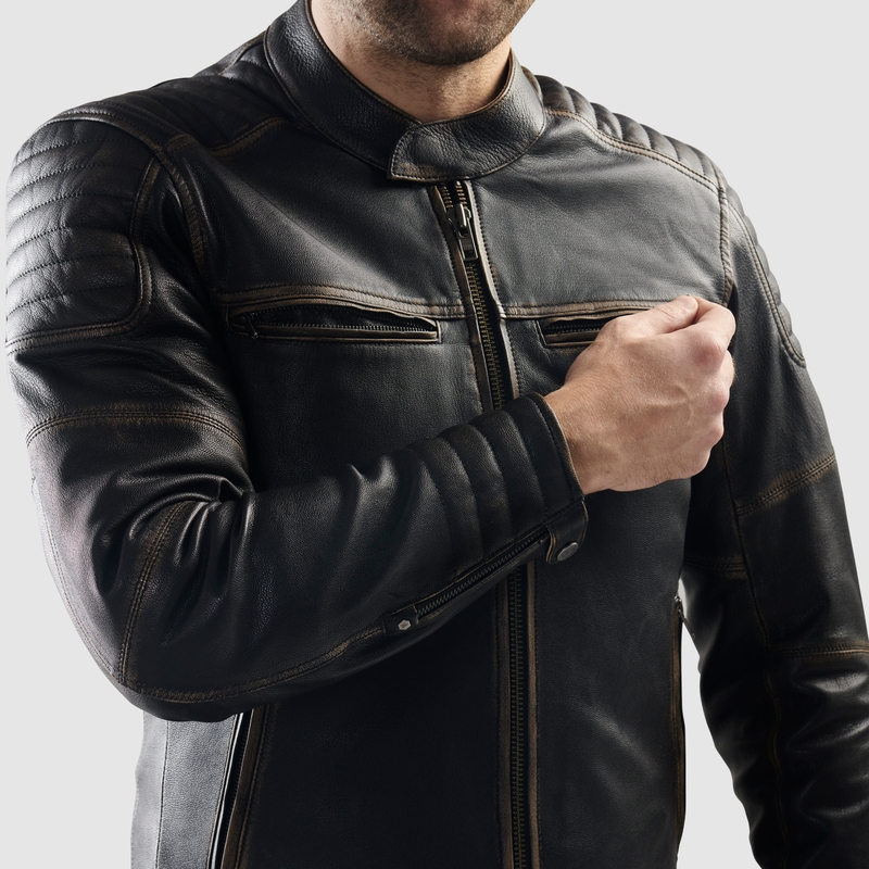 Chaqueta de moto de cuero Rebelhorn Hunter II marrón - 2.ª calidad - II. calidad