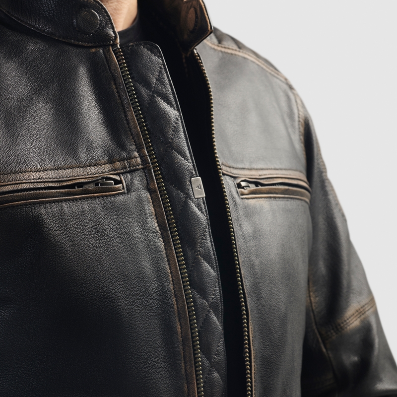 Chaqueta de moto de cuero Rebelhorn Hunter II marrón - 2.ª calidad - II. calidad