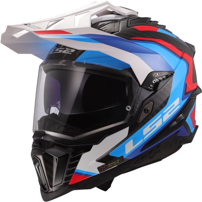 Casco de moto Enduro LS2 MX701 Explorer C Frontier II blanco-azul - 2.ª calidad - II. calidad