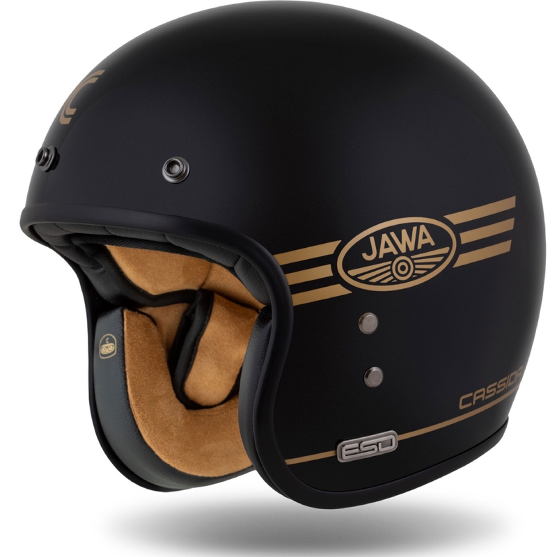 Casco abierto Cassida Eso Jawa Pérák negro perla-oro - II. calidad