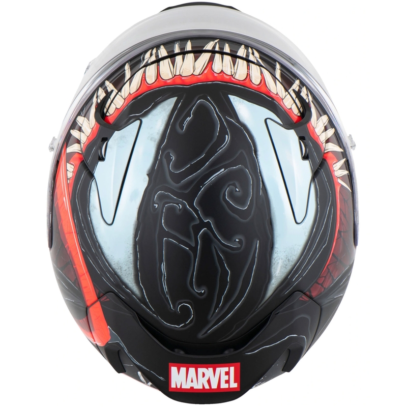 Casco integral para motocicleta HJC RPHA 12 Venom 3 Marvel, color negro y rojo.