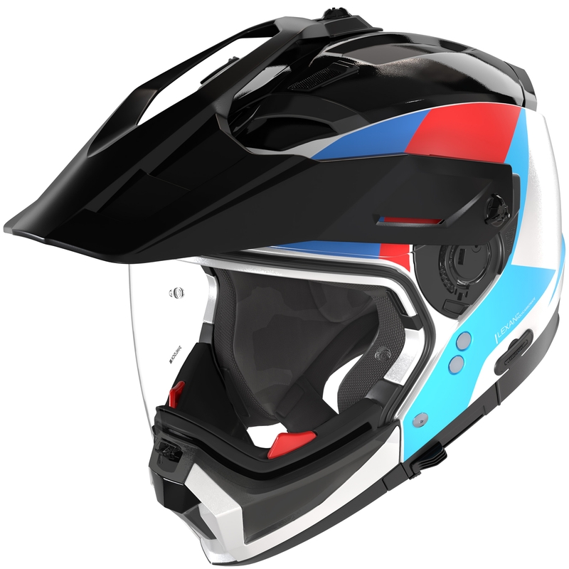 Casco modular de motocicleta Nolan N70-2 X Turbine 350 blanco-negro-azul-azul claro-rojo