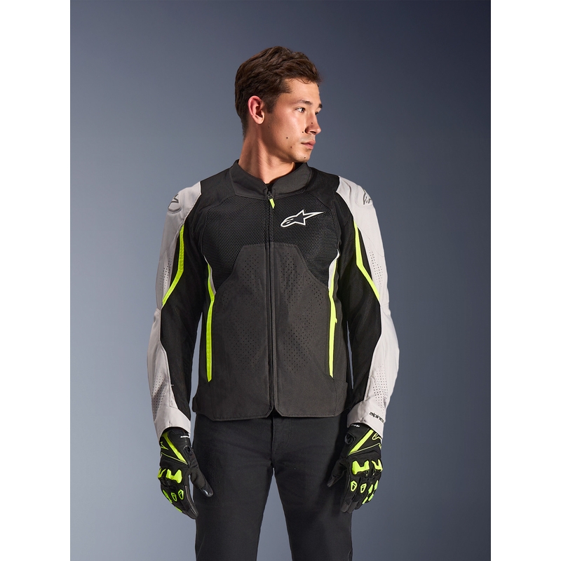 Chaqueta de moto Alpinestars AST V3 Air blanca-amarillo flúor-negra