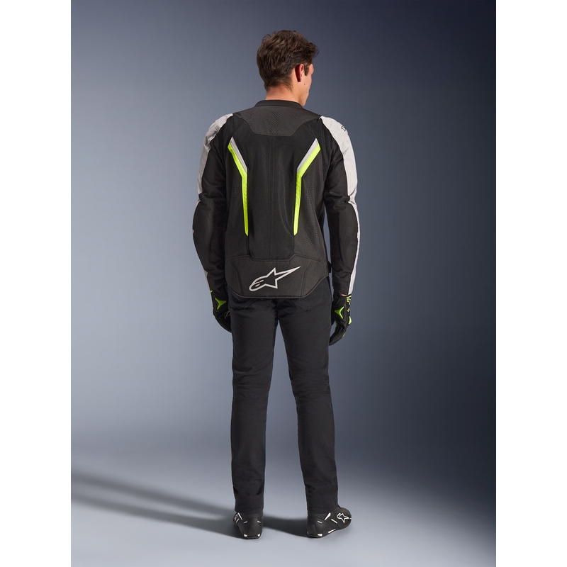 Chaqueta de moto Alpinestars AST V3 Air blanca-amarillo flúor-negra