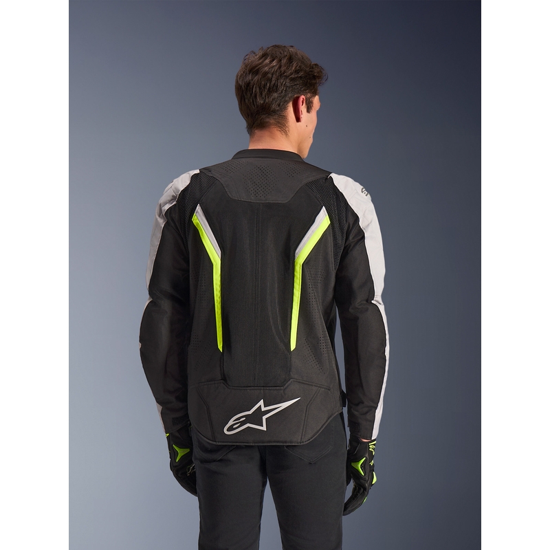 Chaqueta de moto Alpinestars AST V3 Air blanca-amarillo flúor-negra