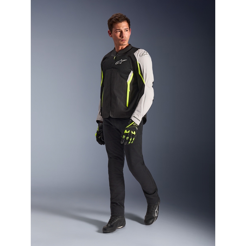 Chaqueta de moto Alpinestars AST V3 Air blanca-amarillo flúor-negra