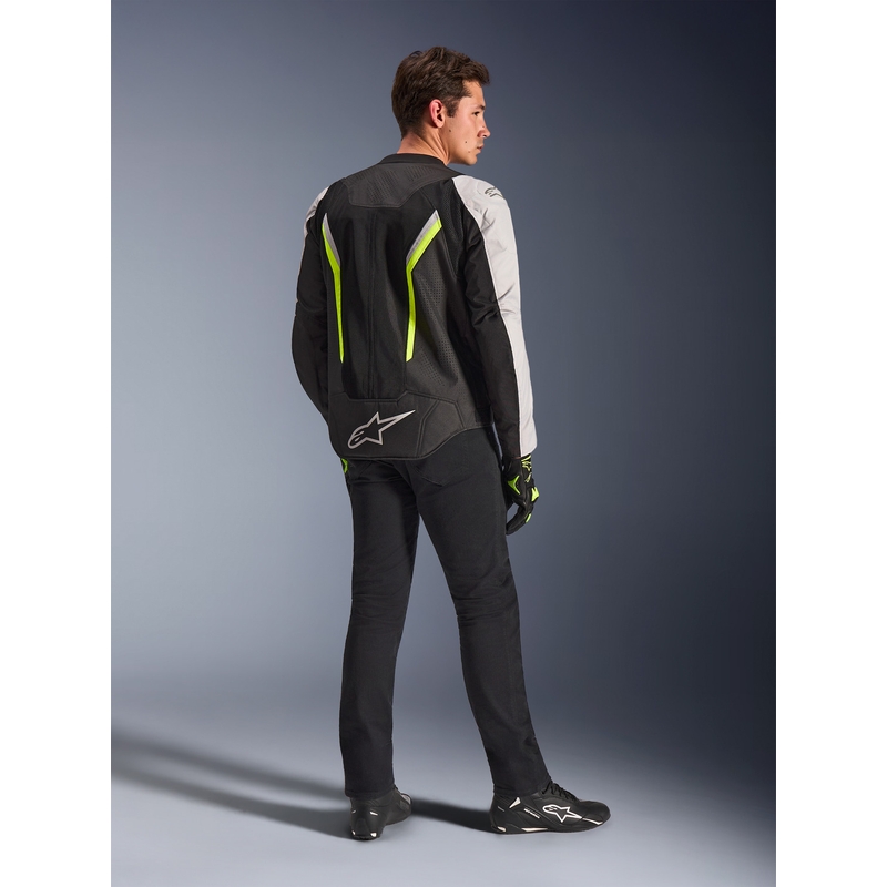 Chaqueta de moto Alpinestars AST V3 Air blanca-amarillo flúor-negra
