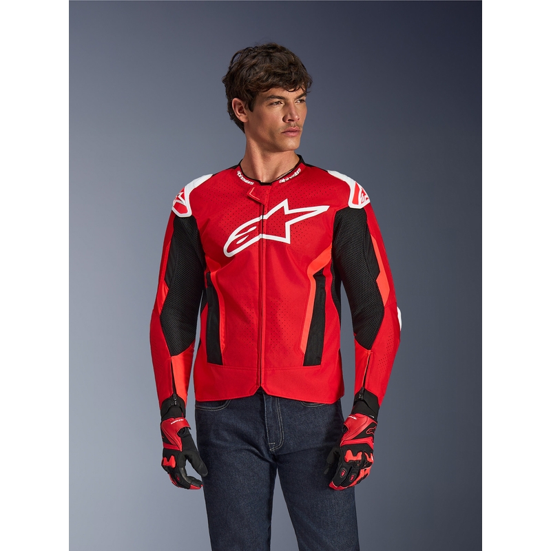 Chaqueta de moto Alpinestars T-GP Air rojo-rojo flúor-blanco-negro