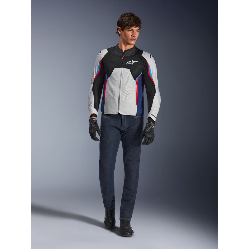 Chaqueta de moto Alpinestars AST V3 Air blanca-azul-roja-negra