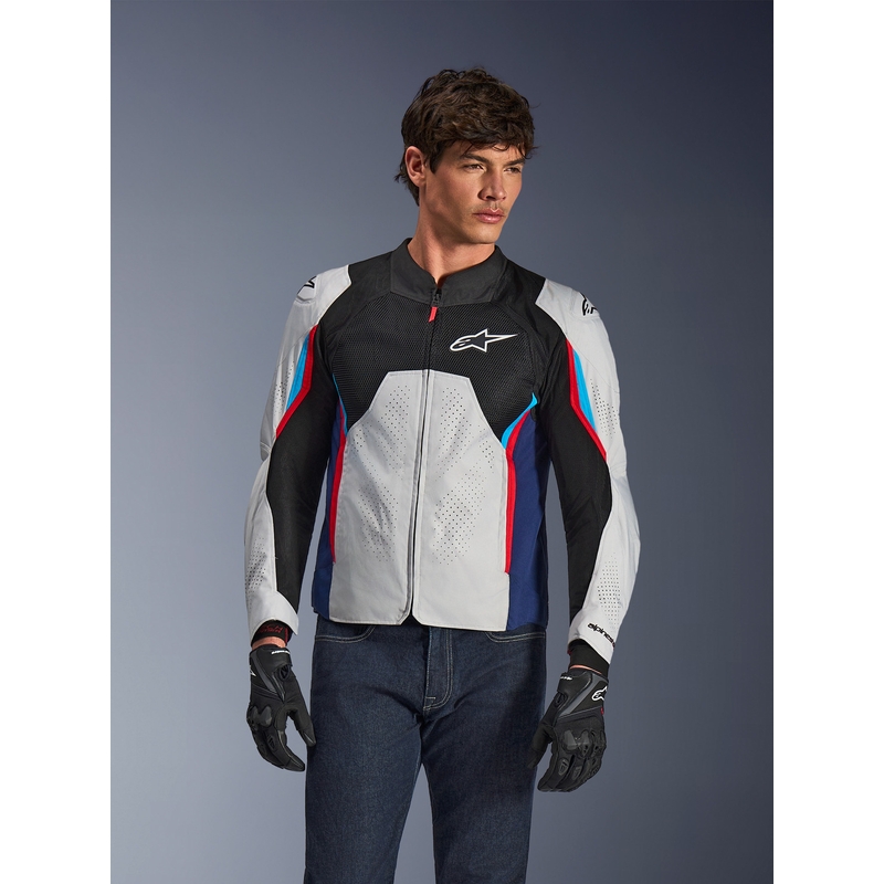 Chaqueta de moto Alpinestars AST V3 Air blanca-azul-roja-negra