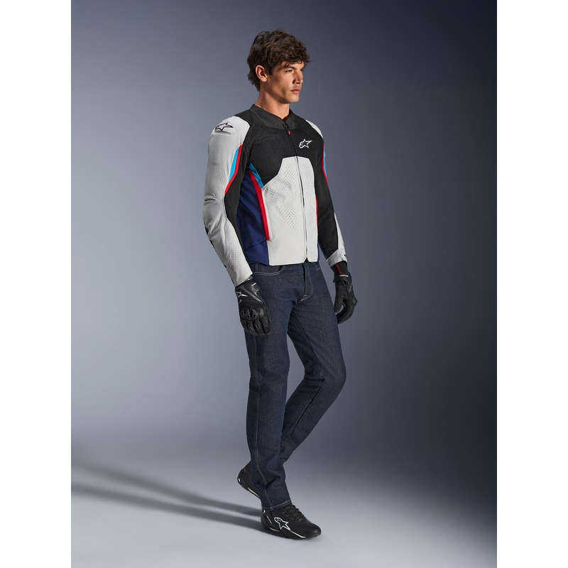 Chaqueta de moto Alpinestars AST V3 Air blanca-azul-roja-negra