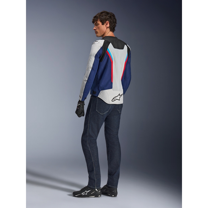 Chaqueta de moto Alpinestars AST V3 Air blanca-azul-roja-negra