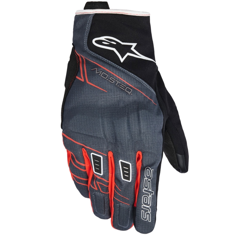 Guantes de moto impermeables Alpinestars MOBLAST en negro, antracita y naranja.